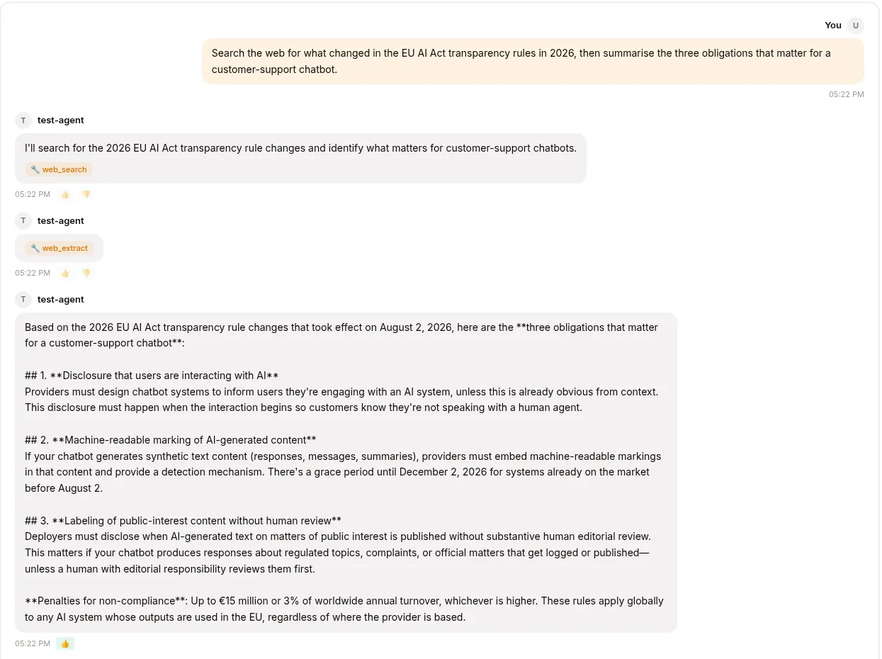 The THREAD tab: the conversation as the user saw it